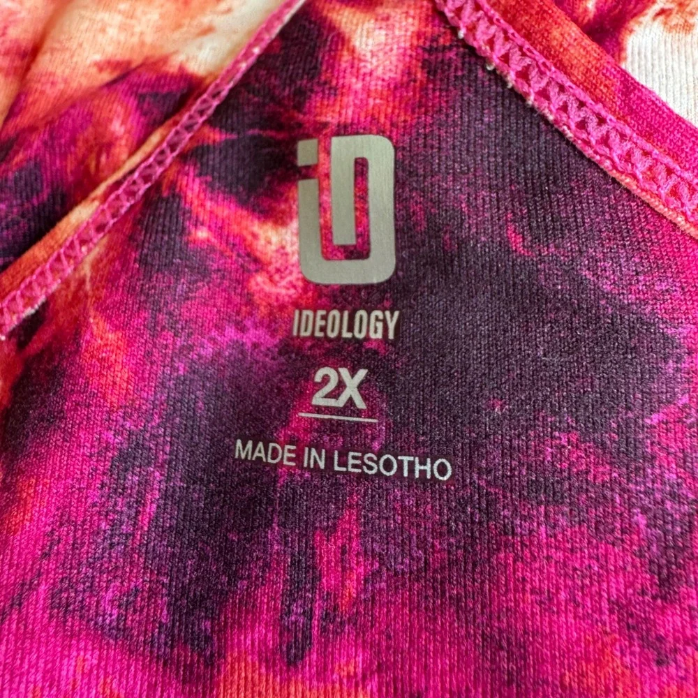 Ideology Womens Sports‎ Bra 2X Pink Tie Dye Low Impact Activewear Athleisure